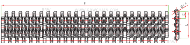 R-1400 Modular Belts 7120 Flush Grid 12.7 mm